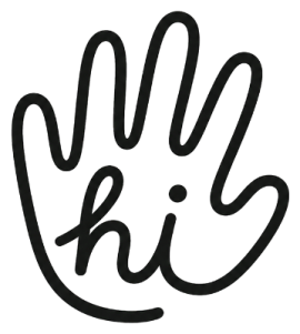 HI monogram - a waving hand